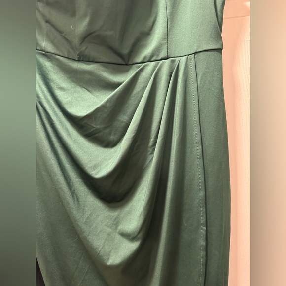 Chic One-Shoulder Dark Green Dress - Picture 5 of 5